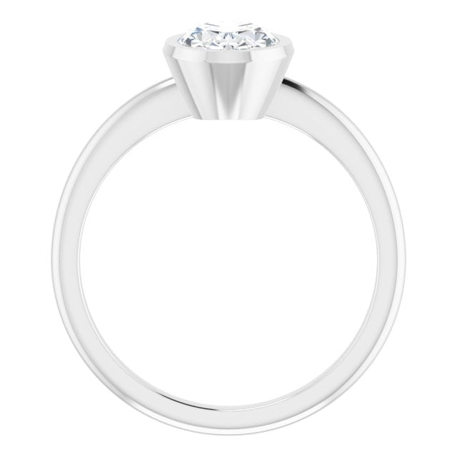Cubic Zirconia Engagement Ring- The Aeriol (Customizable Bezel-set Oval Cut Solitaire with Thin Band)