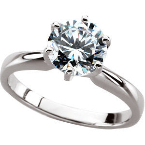 Cubic Zirconia Engagement Ring- A Round Cut Solitaire with Straight Edge Prongs