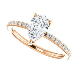 Cubic Zirconia Engagement Ring- The Delilah (Customizable Pear Cut Petite Style with 3/4 Pavé  Band)