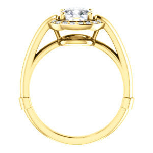 Cubic Zirconia Engagement Ring- The Kady (Customizable Cathedral-set Cushion Cut with Semi-Halo)