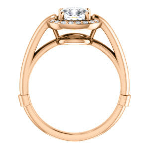 Cubic Zirconia Engagement Ring- The Kady (Customizable Cathedral-set Cushion Cut with Semi-Halo)