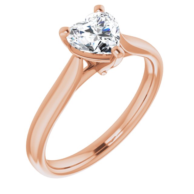 10K Rose Gold Customizable Cathedral-Prong Heart Cut Solitaire