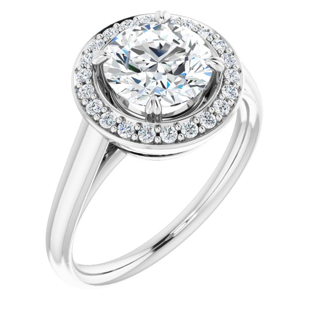 10K White Gold Customizable Round Cut Design with Loose Halo