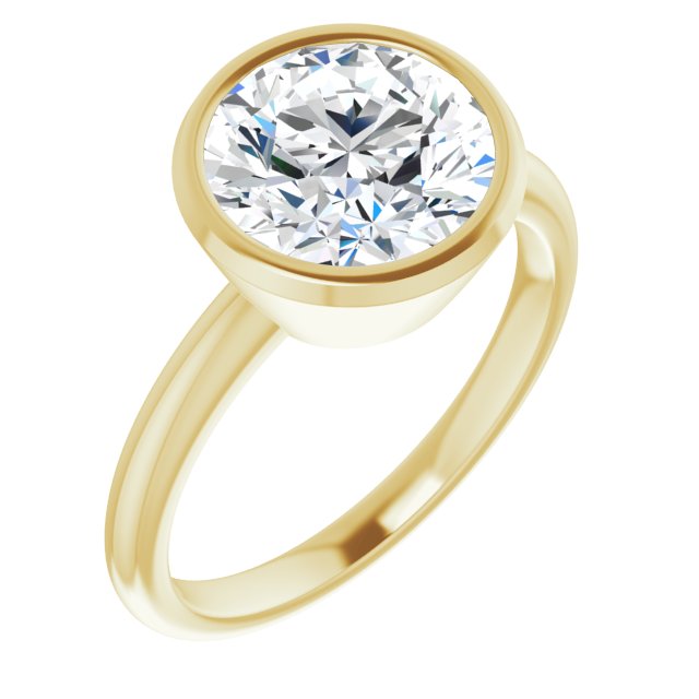 18K Yellow Gold Customizable Bezel-set Round Cut Solitaire with Thin Band