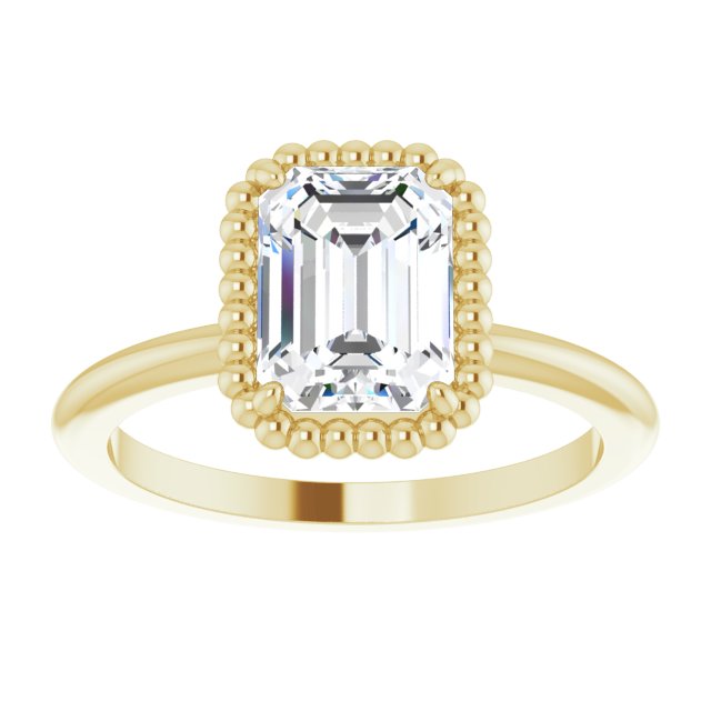 Cubic Zirconia Engagement Ring- The Jubilee (Customizable Radiant Cut Solitaire with Beaded Metallic Milgrain)