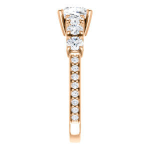 Cubic Zirconia Engagement Ring- The Lorelei (Customizable Enhanced 7-stone Cushion Cut Style with Pavé Band)