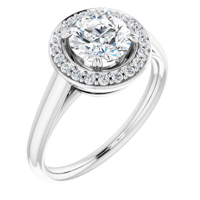 10K White Gold Customizable Round Cut Design with Loose Halo