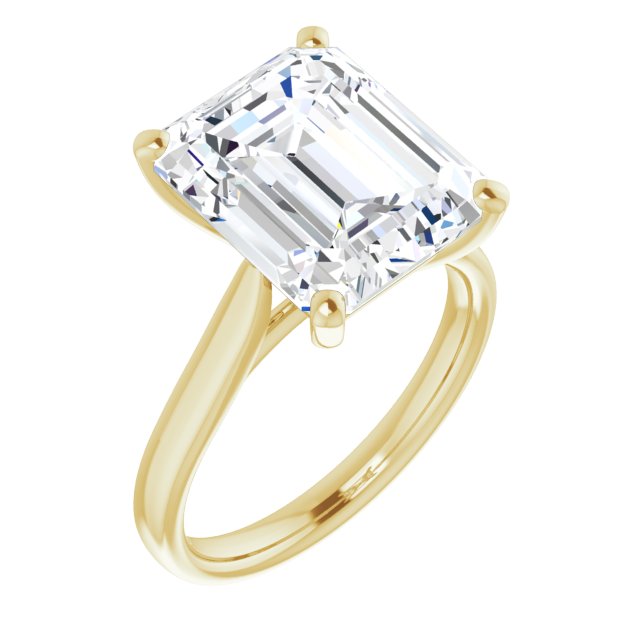10K Yellow Gold Customizable Cathedral-Prong Emerald/Radiant Cut Solitaire