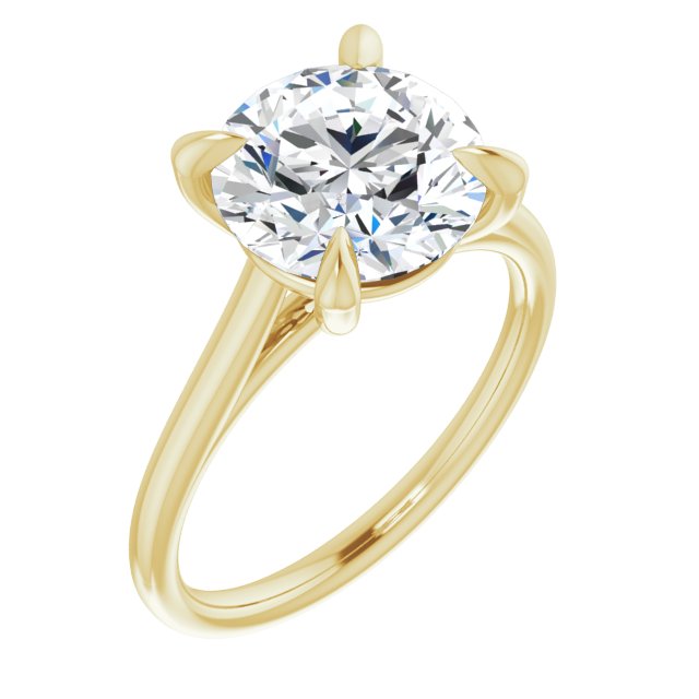 10K Yellow Gold Customizable Classic Cathedral Round Cut Solitaire