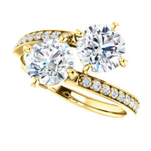 Cubic Zirconia Engagement Ring- The Phoebe (Customizable Enhanced 2-stone Double Round Cut Design With Round Pavé Band)