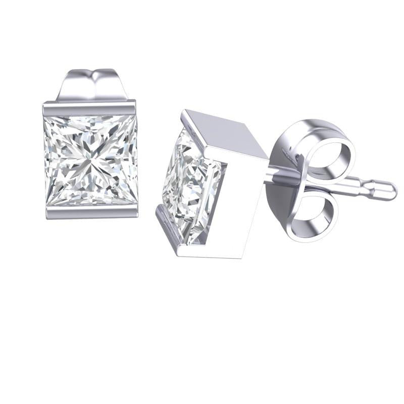Cubic Zirconia Earrings- 1.50 Carat Channel Set Princess Cut Earring Set