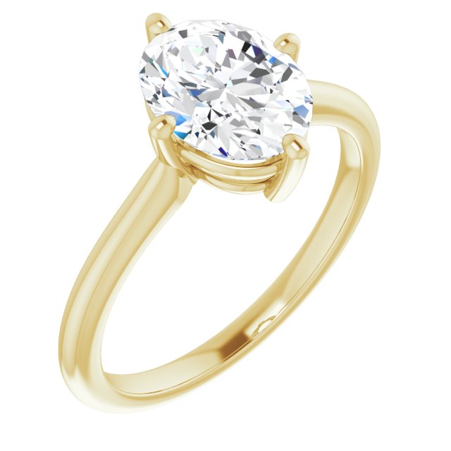 10K Yellow Gold Customizable Oval Cut Solitaire with Raised Prong Basket