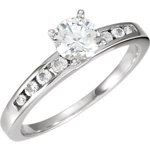 Cubic Zirconia Engagement Ring- The Terra (Customizable 9-stone with Round Channel)