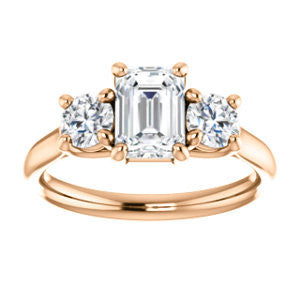 Cubic Zirconia Engagement Ring- The Yolonda (Customizable 3-stone Cathedral-set Design with Radiant Cut Center and Round Cut Accents)
