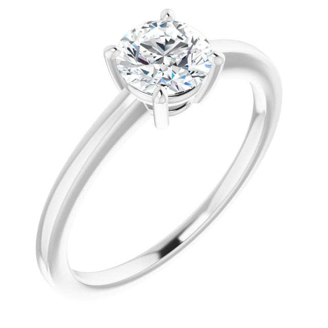 10K White Gold Customizable Bowl-Prongs Round Cut Solitaire with Thin Band