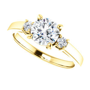 Cubic Zirconia Engagement Ring- The Jacqueline (Customizable Round Cut 3-stone with Thin Band and Dual Round Prong Accents)