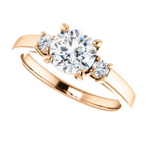 Cubic Zirconia Engagement Ring- The Jacqueline (Customizable Round Cut 3-stone with Thin Band and Dual Round Prong Accents)