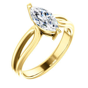 Cubic Zirconia Engagement Ring- The Piper (Customizable Marquise Cut Solitaire with Flared Split-band)