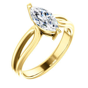 CZ Wedding Set, featuring The Piper engagement ring (Customizable Marquise Cut Solitaire with Flared Split-band)