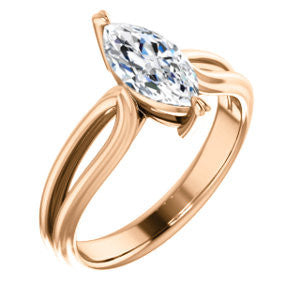 CZ Wedding Set, featuring The Piper engagement ring (Customizable Marquise Cut Solitaire with Flared Split-band)