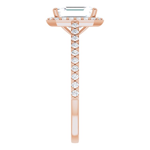 Cubic Zirconia Engagement Ring- The Catherine Lea (Customizable Radiant Cut Design with Halo and Thin Pavé Band)