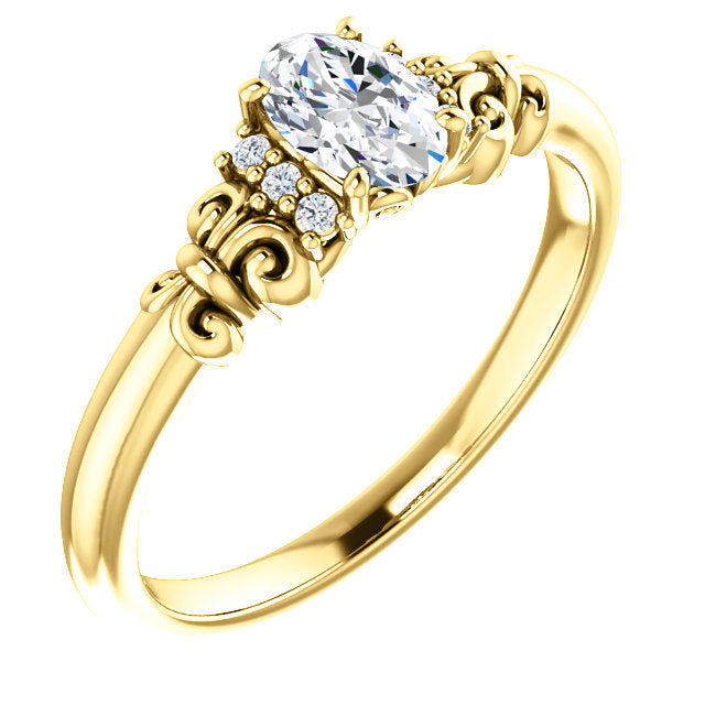 10K Yellow Gold Customizable 7-stone Oval Cut Design with Vertical Round-Channel Accents