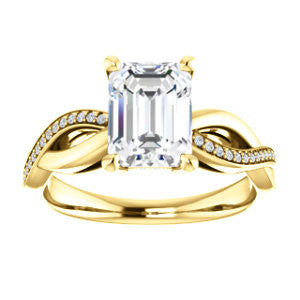 CZ Wedding Set, featuring The Louisa engagement ring (Customizable Radiant Cut Design with Twisting Split Pavé Band and Underhalo Accents)