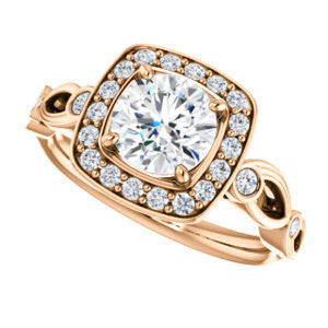 CZ Wedding Set, featuring The Madison engagement ring (Customizable Round Cut Design with Halo and Bezel-Accented Infinity-inspired Split Band)