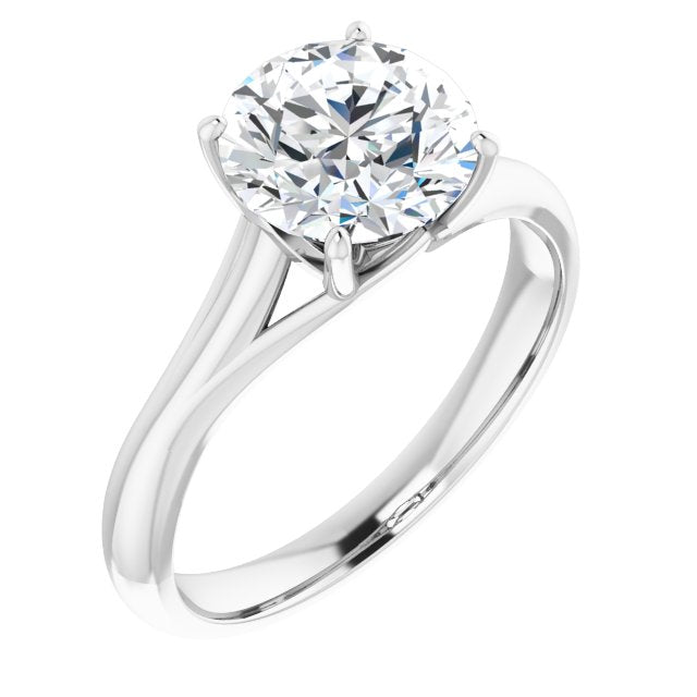 Cubic Zirconia Engagement Ring- The Holly (Customizable Round Cut Solitaire with Crosshatched Prong Basket)