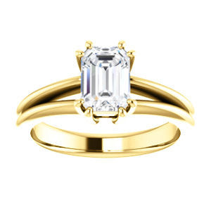 Cubic Zirconia Engagement Ring- The Reese (Customizable Radiant Cut Solitaire with Grooved Band)