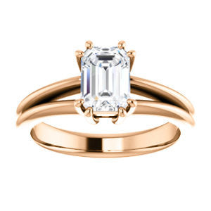 Cubic Zirconia Engagement Ring- The Reese (Customizable Radiant Cut Solitaire with Grooved Band)