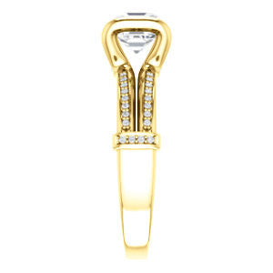 Cubic Zirconia Engagement Ring- The Kinsley (Customizable Asscher Cut with Split Pavé Band & Peekaboo Accents)
