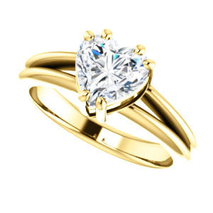 Cubic Zirconia Engagement Ring- The Reese (Customizable Heart Cut Solitaire with Grooved Band)