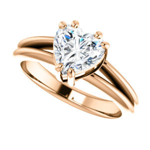 Cubic Zirconia Engagement Ring- The Reese (Customizable Heart Cut Solitaire with Grooved Band)