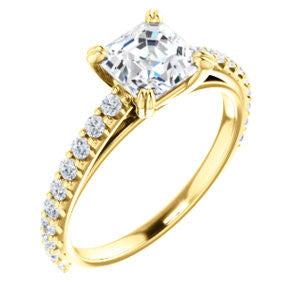 Cubic Zirconia Engagement Ring- The Marianne (Customizable Cathedral-set Asscher Cut Style with Thin Pavé Band)