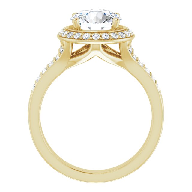 Cubic Zirconia Engagement Ring- The Ginny Lynn (Customizable Round Cut Halo Style with Accented Split-Band)