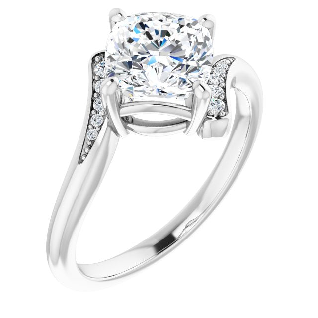 Cubic Zirconia Engagement Ring- The Aina Svanhild (Customizable 11-stone Cushion Cut Design with Bypass Channel Accents)