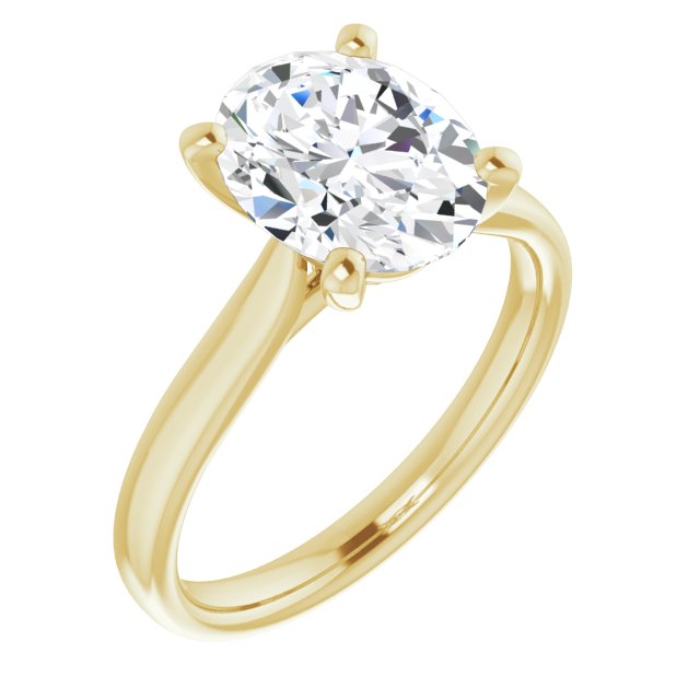 10K Yellow Gold Customizable Cathedral-Prong Oval Cut Solitaire