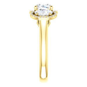 Cubic Zirconia Engagement Ring- The Carissa (Customizable Round Cut 3-stone Halo Style with Oval Accents)