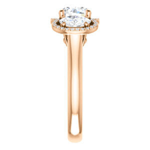 Cubic Zirconia Engagement Ring- The Carissa (Customizable Round Cut 3-stone Halo Style with Oval Accents)