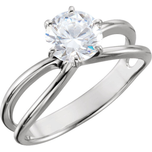 Cubic Zirconia Engagement Ring- The Cara (Customizable Wide-Split-Band Solitaire)