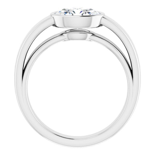 Cubic Zirconia Engagement Ring- The Dunyasha (Customizable Cathedral-Bezel Oval Cut Solitaire with Wide Band)