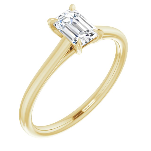 10K Yellow Gold Customizable Classic Cathedral Emerald/Radiant Cut Solitaire