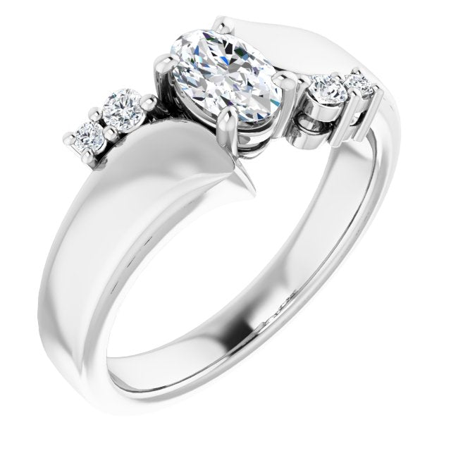 10K White Gold Customizable 5-stone Oval Cut Style featuring Artisan Bypass