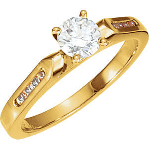 Cubic Zirconia Engagement Ring- The Jayme (Customizable 9-stone Cathedral Setting with Tiny Round Channel Accents)
