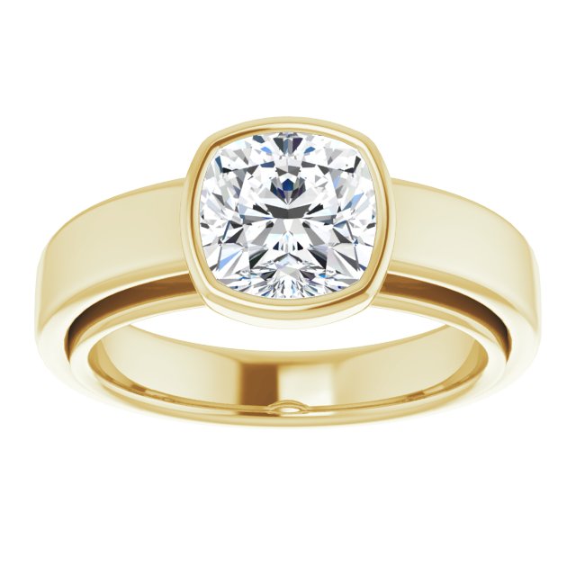 Cubic Zirconia Engagement Ring- The Dunyasha (Customizable Cathedral-Bezel Cushion Cut Solitaire with Wide Band)