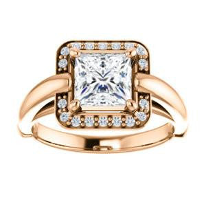 CZ Wedding Set, featuring The Kady engagement ring (Customizable Cathedral-set Princess Cut with Semi-Halo)