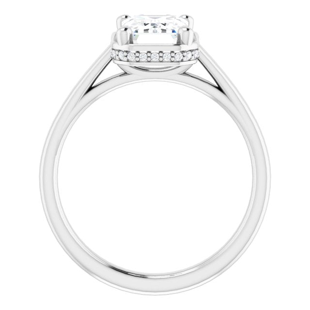 Cubic Zirconia Engagement Ring- The Romina Salomé (Customizable Super-Cathedral Radiant Cut Design with Hidden-stone Under-halo Trellis)