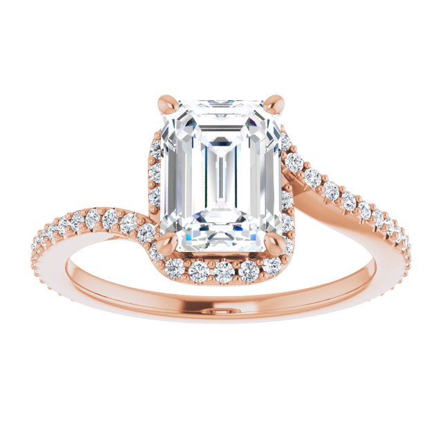 Cubic Zirconia Engagement Ring- The Essence (Customizable Artisan Radiant Cut Design with Thin, Accented Bypass Band)