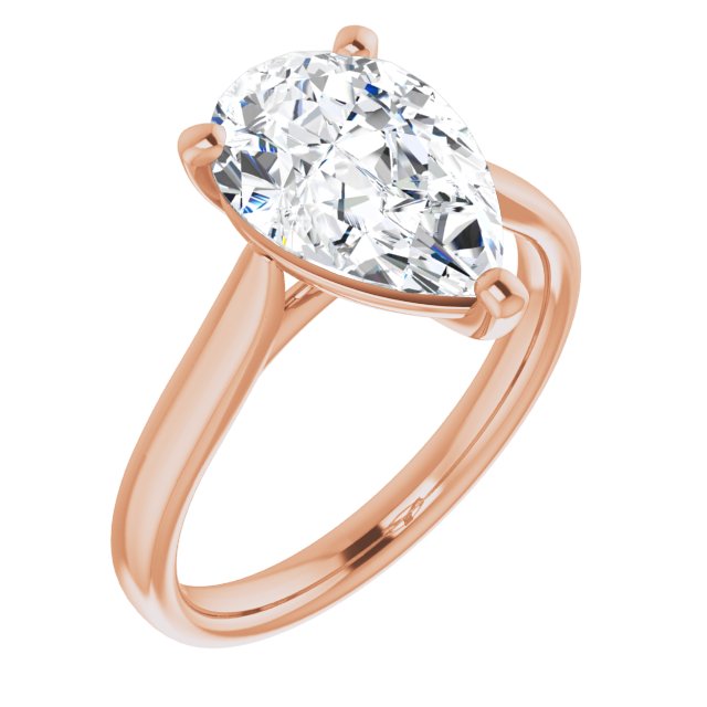 10K Rose Gold Customizable Cathedral-Prong Pear Cut Solitaire